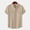 Beige, variant on WIZUTIZ Mens Cotton Linen Shirt Button Down Short Sleeve Lapel Breathable Blouses Summer Work Dress Tops with 2 Pockets