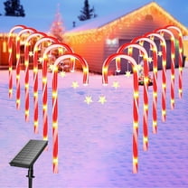 Qoosea Candy Cane Lights, 8 Modes Set of 12 Solar Christmas Lights, Outdoor Christmas Decorations Solar Stake Lights with 72 LED Lights for Path Landscape Yard Decorations