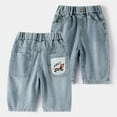 thumbnail image 4 of BOOMNY Toddler Boys Denim Shorts Wide Leg Short Jeans for Boys Casual Graphic Elastic Waist Streetwear Cozy Denim Shorts for Children, 4 of 8