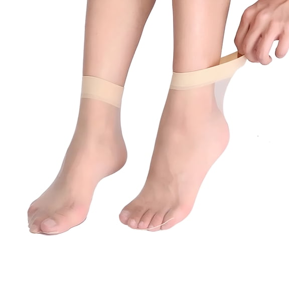 TELOLY 10 Pairs Women's Ankle High Sheer Socks Soft Nylon Socks Summer Ultra Thin Silky Socks Cool See through Nude Stockings (Skin,One Size)