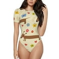 thumbnail image 2 of Picia Dachshund Dog And Flower Womens One Piece Swimsuits Modest Tummy Control Bathing Suits Lace Up Slimming Swim Suit-Small, 2 of 9
