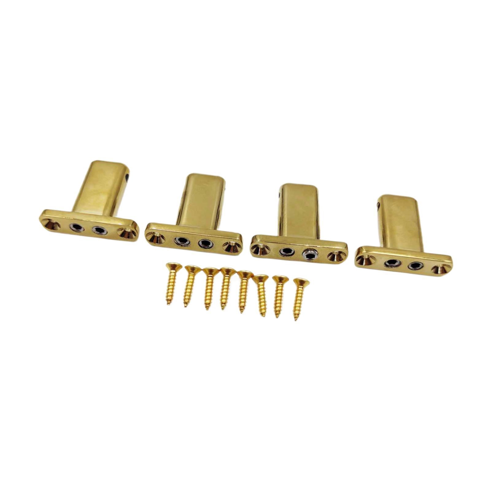 JWQFBC 4 String Electric Guitar Nut Locking Bridge with Mounting Screw for DIY Projects Gold