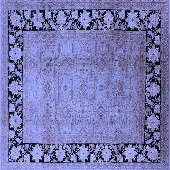 Ahgly Company Machine Washable Indoor Square Oriental Blue Industrial Area Rugs, 3' Square