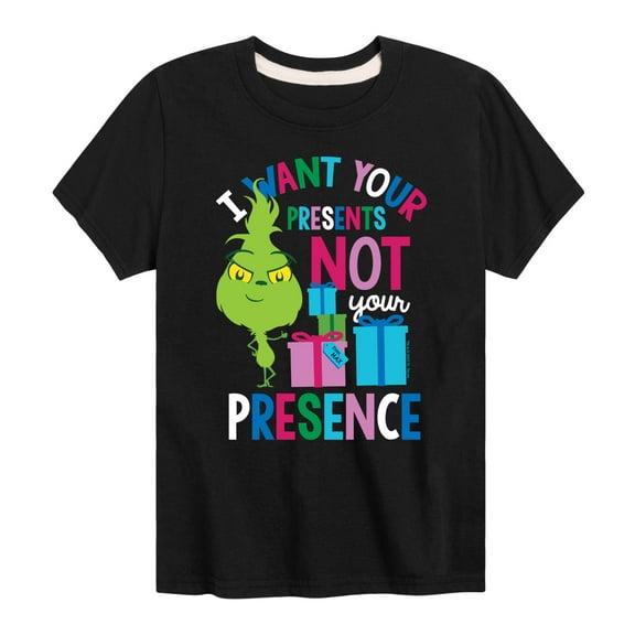 Dr. Seuss The Grinch - Little Grinch - Want Presents Not Presence - Toddler & Youth Short Sleeve T-Shirt