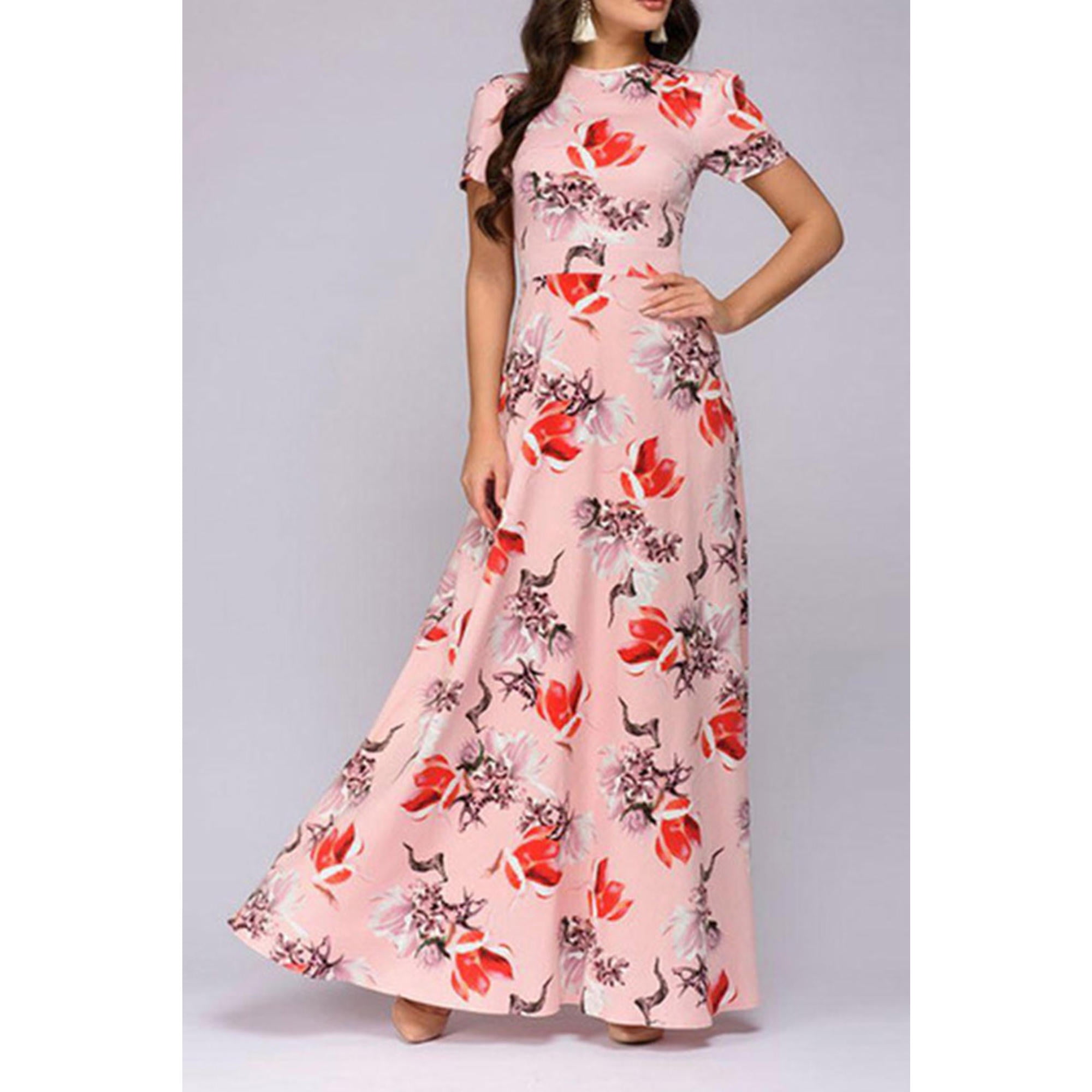 floral high neck maxi dress