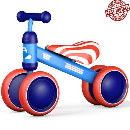 Baby Balance Bikes Bicycle Children Walker Toddler Bike 10-24 Months Toys for 1 Year Old - No Pedal Infant 4 Wheels First Birthday Gift Bike - Baby's First Bike First Birthday Gift by