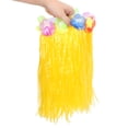 thumbnail image 3 of FELTECHELECTR 1 juego de falda hula para disfraz: falda hula hawaiana colorida, pulseras de flores, diadema y collar, accesorios para disfraz de fiesta tropical infantil., 3 of 4