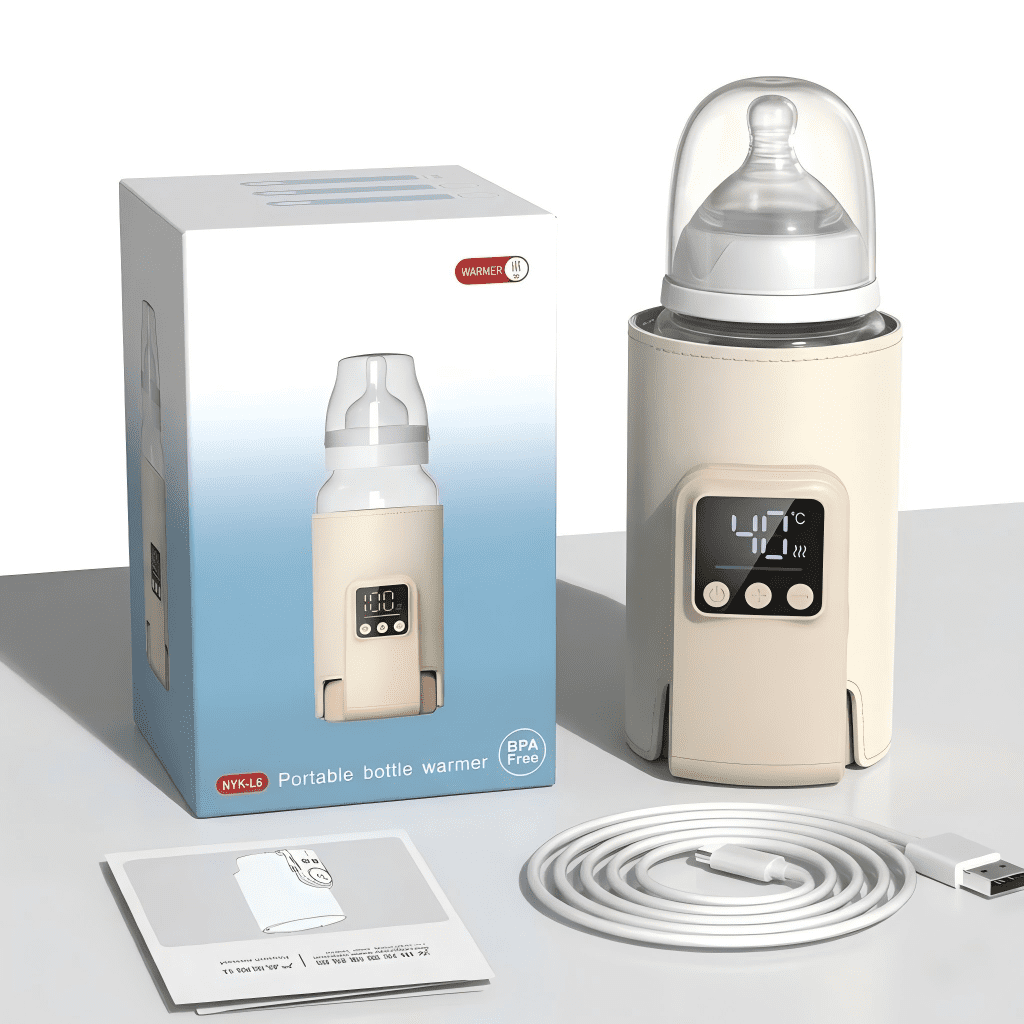 Portable Baby Bottle Warmer for Travel - 8000mAh Battery Powered Cordless Milk Warmer, 6 Adjustable Temperature Settings (100.4°F-122°F), USB Rechargeable Sleeves for Breastmilk & Formula