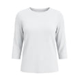 thumbnail image 5 of cocolona Womens Solid Color 3/4 Sleeve Tops Crew Neck Basic Loose Shirt Dressy Casual Outfits Blouses, 5 of 6