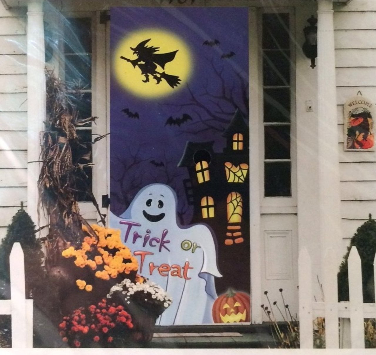 Halloween Door Cover 30 x 72 Ghost Witch Haunted House