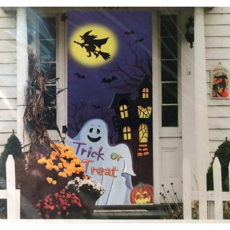 Halloween Door Cover 30 x 72 Ghost Witch Haunted House