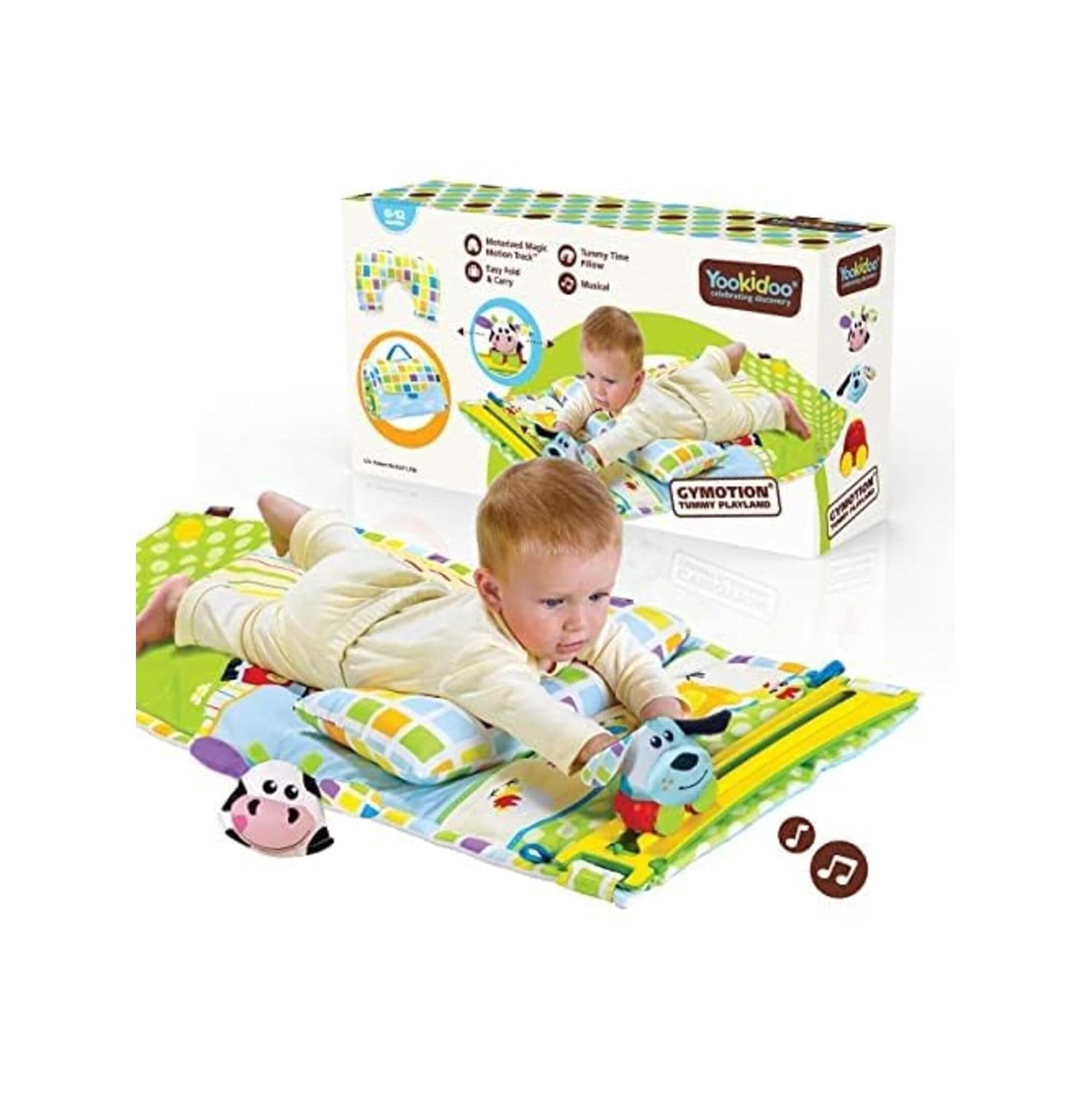 Yookidoo Baby Tummy Time Mat & Play Gym for Newborns, Spacious & Interactive, 0-12 Months