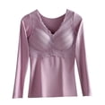 thumbnail image 3 of WAGUTH Fall Winter Thermal Tops for Women Lace V‑Neck Long Sleeve Seamless Slim Fit Warm Base Layer Undershirt for Fall Winter, 3 of 3