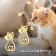 thumbnail image 6 of Cat Earrings 9k Yellow Gold Cute Animal Cat Leverback Earrings for Women Teens Birthday Christmas Gifts, 6 of 6
