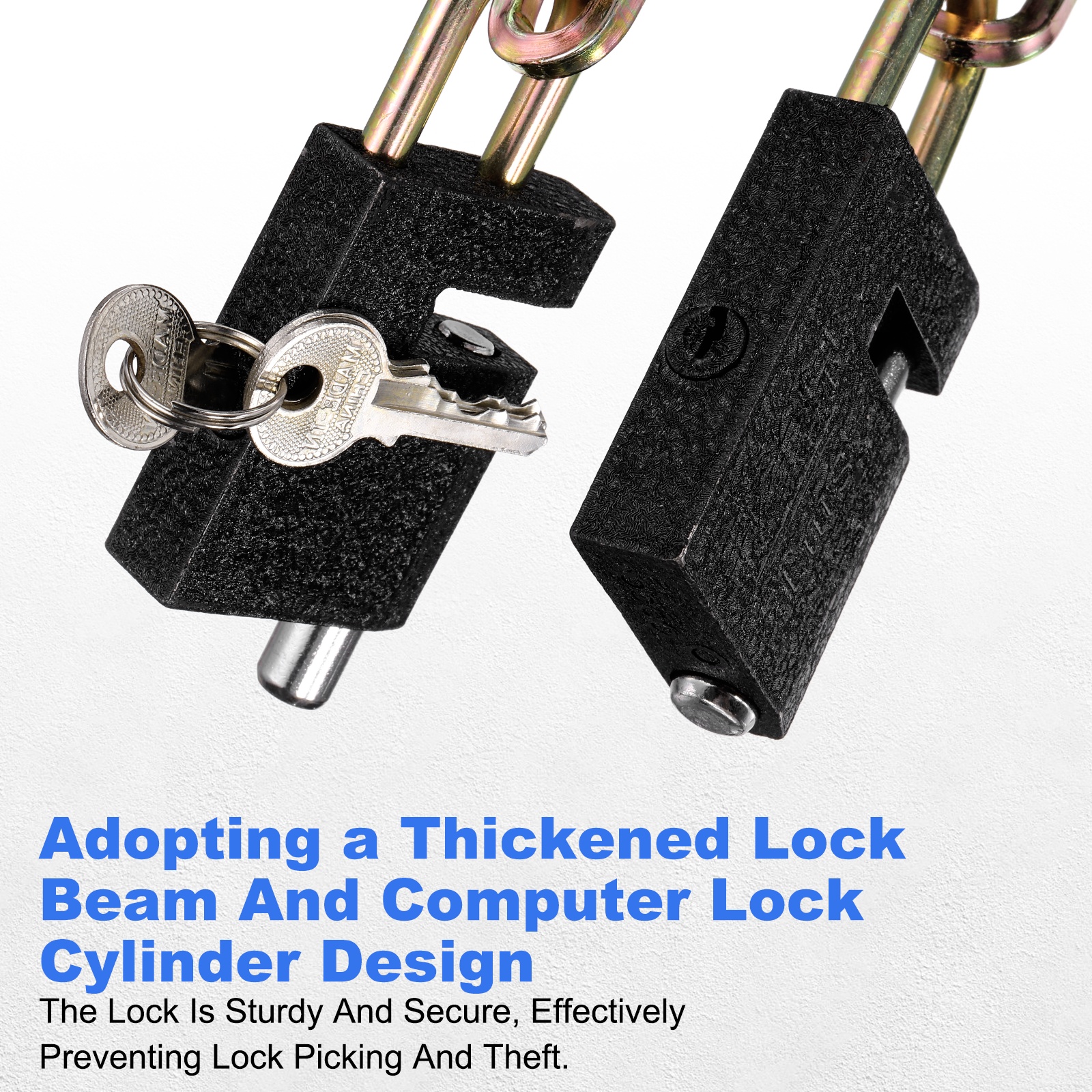 Bike Chain Lock, (75 Inch, Black) (1 Pcs), Manganese Steel Anti-Theft Bicycle Square Chain Lock with Keys, Suit for - Bike/Motorcycle/Scooter/Truck