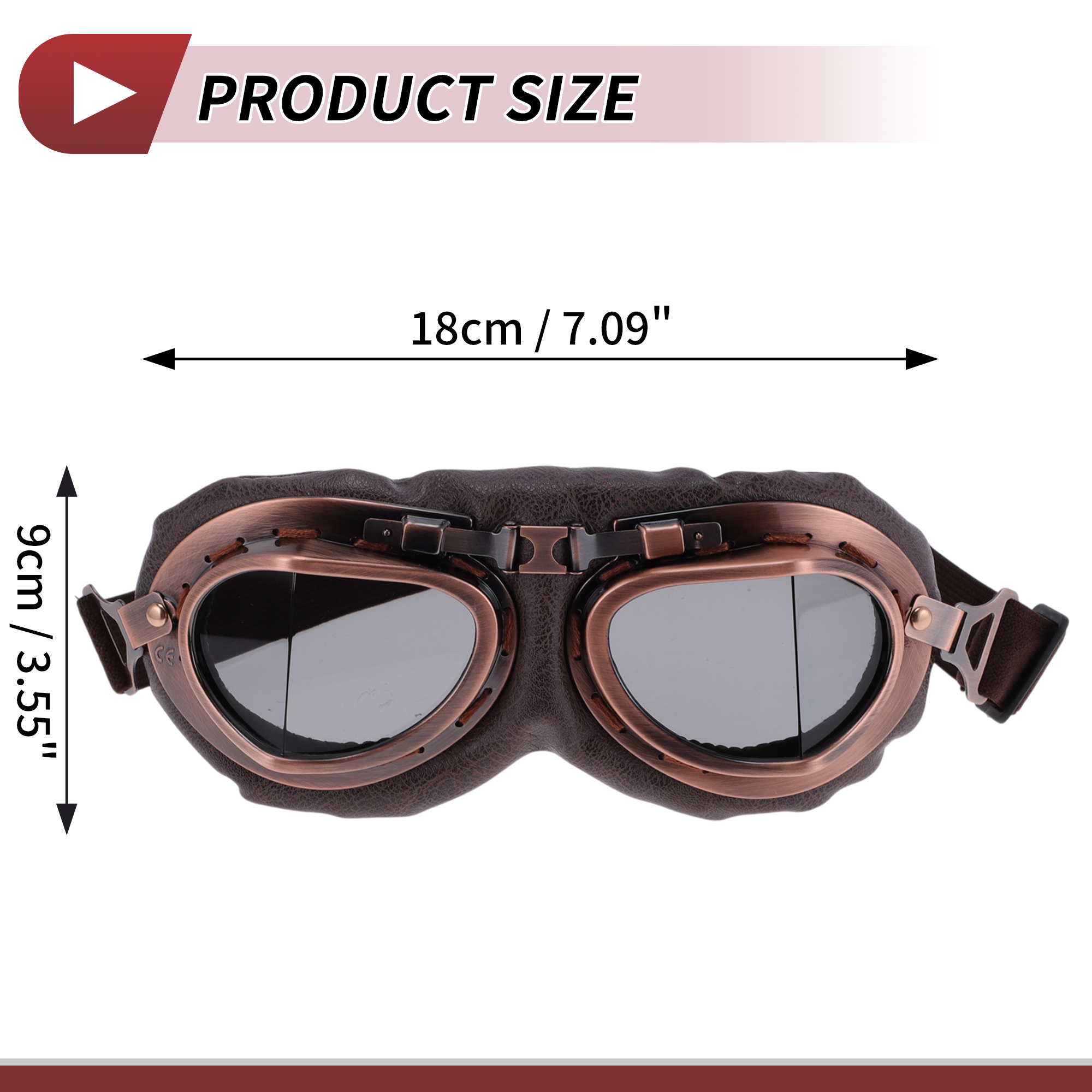 Unique Bargains 1 Set Motorcycle Riding Goggles Foldable PC PU Polyurethane Outdoor Sports Sunglasses for Motocross Dirt Bike ATV Grey Lens Brown Frame