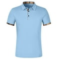 thumbnail image 4 of Zylanna Men's Button Polo Shirts Tee, Summer Short Sleeve Solid Color Turndown Collar Casual Pullover for Men Sky Blue Size XL, 4 of 9