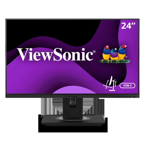 Viewsonic Moniteur d'Accueil IPS Ergonomique 24" 1080p avec USB C et RJ45 et Moniteur IPS à Chaîne (VG2456)