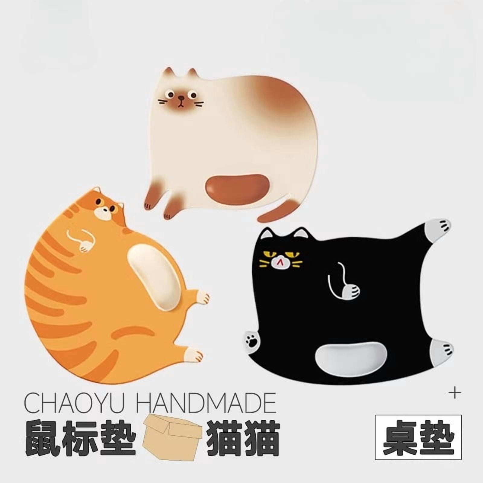 Women's Cute Cat Mouse Pad with Wrist Support,370x295mm,Portable Cartoon Computer Accessory,Small Size Non-Slip Desk Mat, Ergonomic Accessory