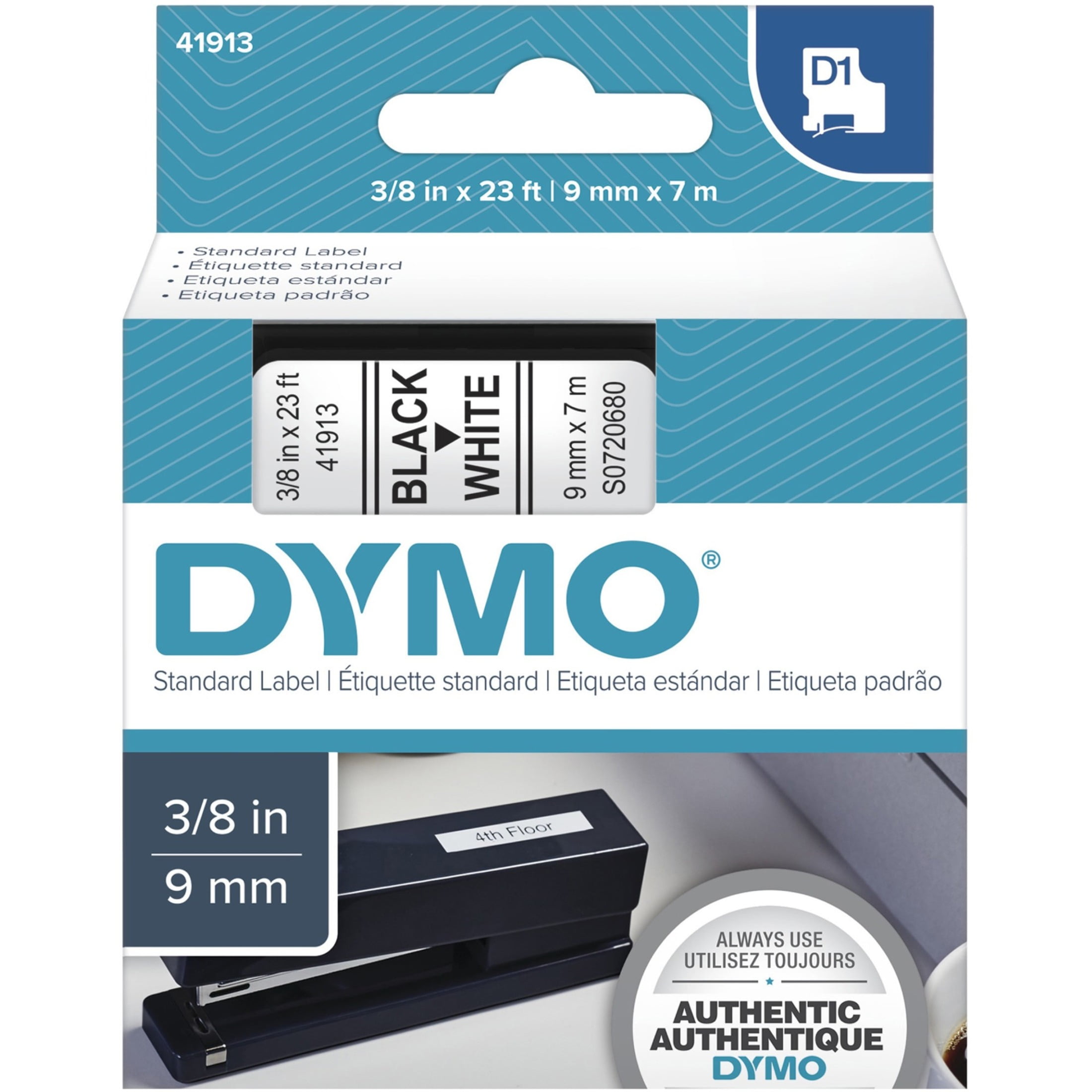 1/2-Inch x 23 ft DYMO 45020 D1 High-Performance Polyester Removable Label Tape White on Clear 