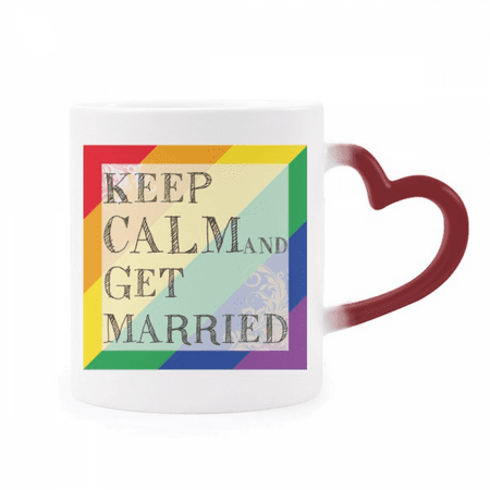 

LGBT Rainbow Flag Get Married Heat Sensitive Mug Red Color Changing Stoneware Cup