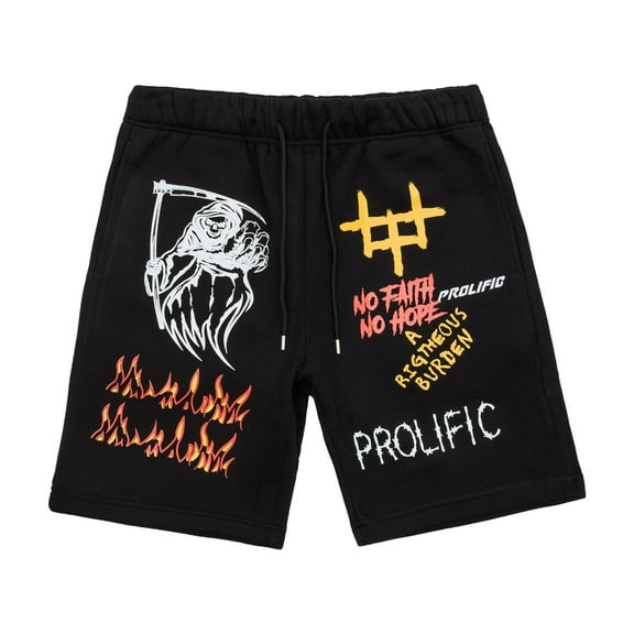 No Faith Cotton Shorts - Black