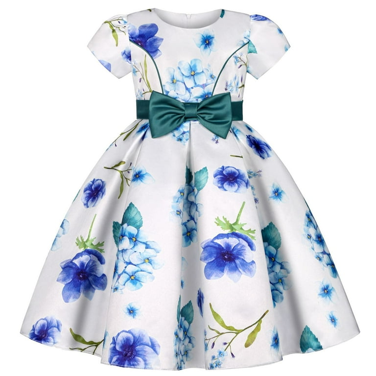 Girl Wedding Birthday Pageant Tea Party Floral Formal Dress 3-9T -  Walmart.com