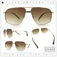 thumbnail image 2 of Mens Luxury Mobster Rectangular Double Bridge Racer Metal Rim Sunglasses Gold - Brown, 2 of 7