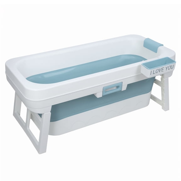51 Inch Foldable Bathtub for Adults, Portable Large Collapsible Soaking Tub with Headrest & Anti-Slip Seat, Freestanding Hot & Ice Bath Tub for Spa, Travel, Home Use