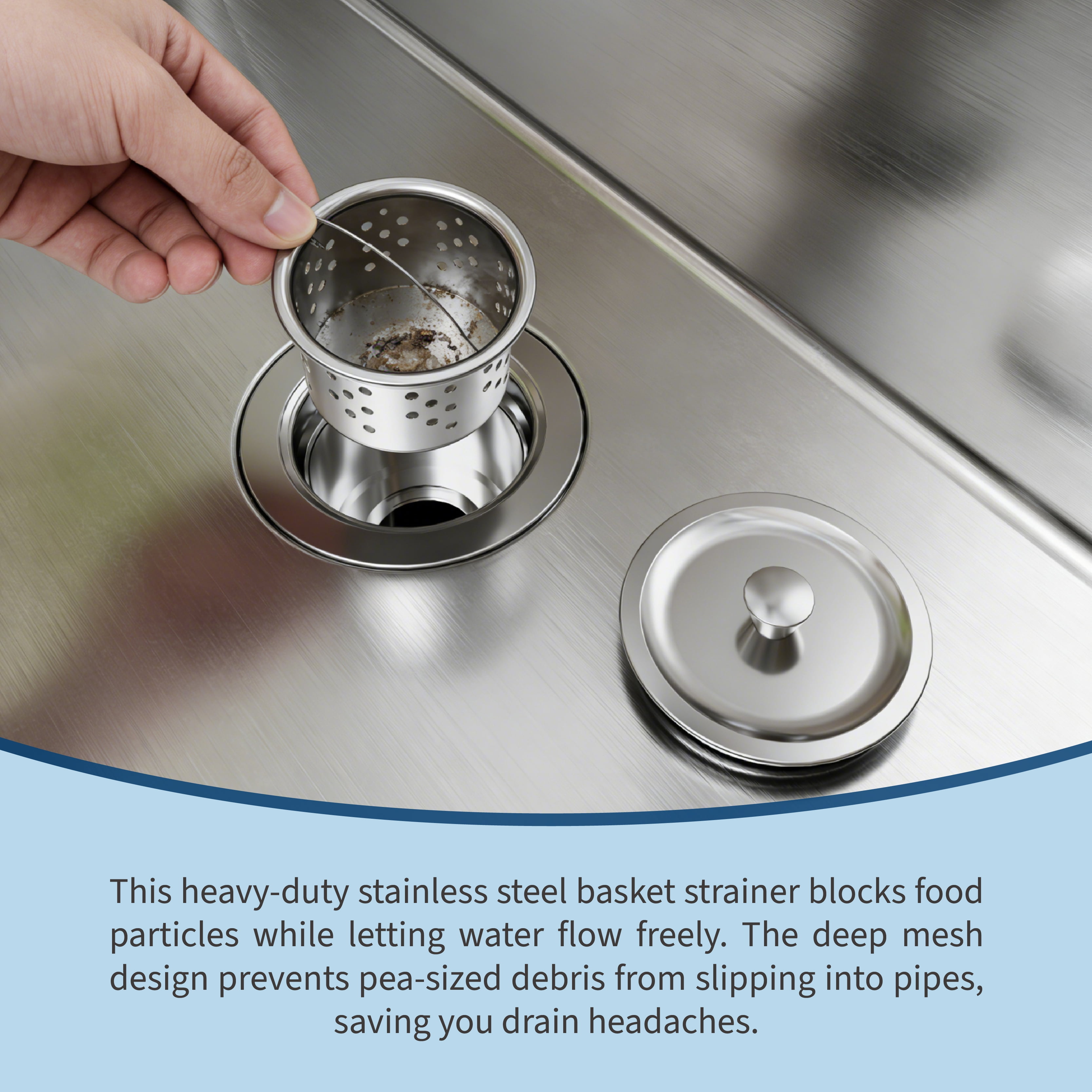 DSstyles Deluxe Double Bowl Undermount Kitchen Basin 22x18x9 Inch – 304 Brushed Stainless Steel, Deep Basin, Bottom Grids, Drainboard, Noise Reduction, Commercial Grade, Easy Clean