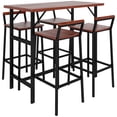 thumbnail image 1 of 5-Piece Brown Patio Bar Set with Counter Height Table & Bar Stools - Outdoor Bistro Set for Balcony, Porch & Backyard Seating - 47" Table, 1 of 7