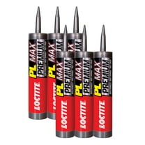 Loctite PL Premium Max Construction Adhesive, Versatile Construction Glue for Wood, Concrete, Stone & More - 9 fl oz Cartridge, Pack of 6