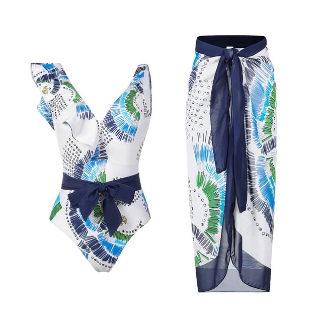 Trajes de baño tankini para mujer Trajes de baño vintage estampados para mujer Trajes de baño conservadores Conjunto de falda de playa estampada para mujer Traje de baño de dos piezas para mujer