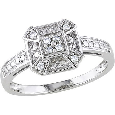 Miabella 1/10 Carat T.W. Diamond 10kt White Gold Cluster Ring