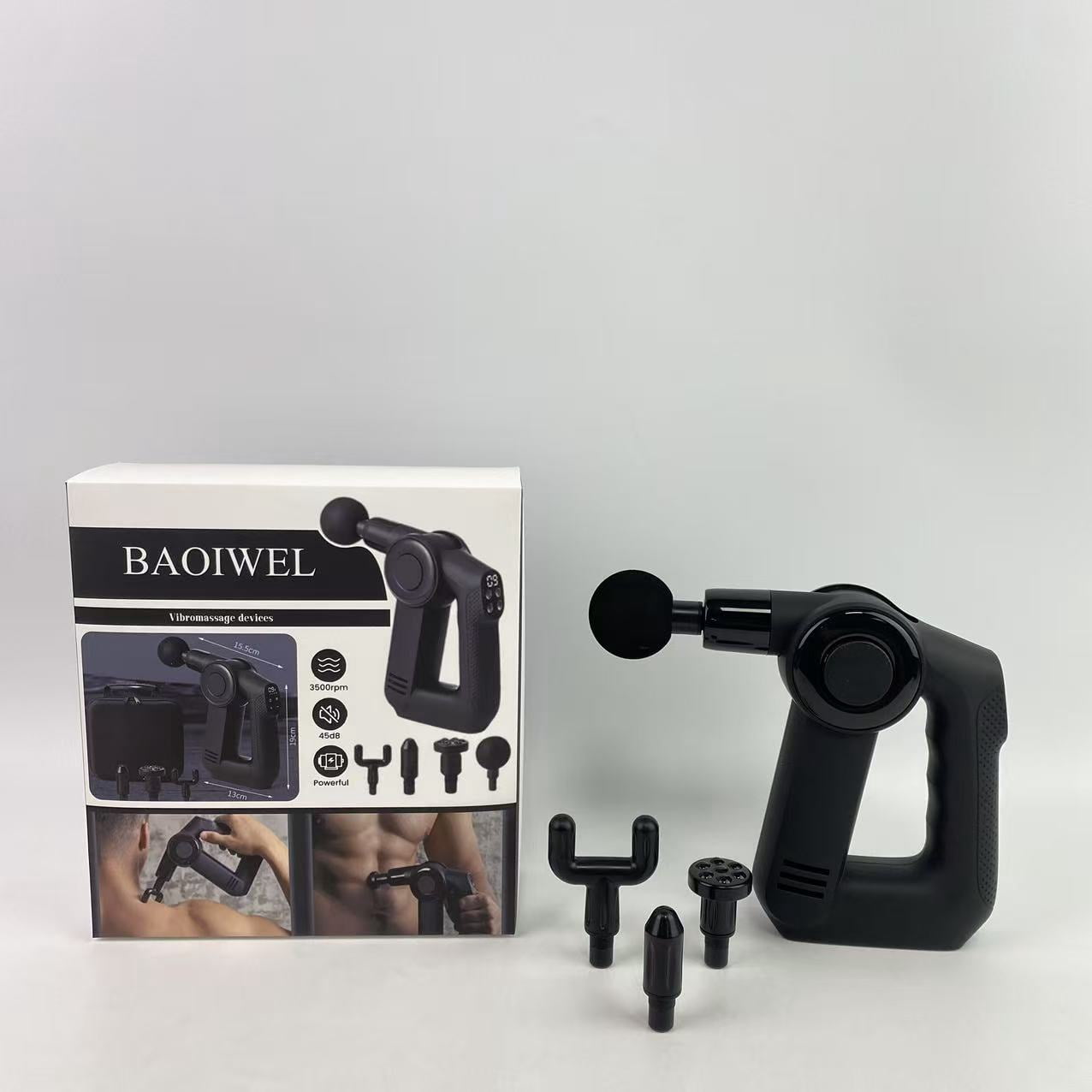 BAOIWEL Vibromassage devices,Quiet Deep Tissue Therapy Massage Gun - Bluetooth Enabled, Electric Percussion Massage Gun & Personal Massager for Pain Relief in Neck, Back, Leg, Shoulder and Body (Blac