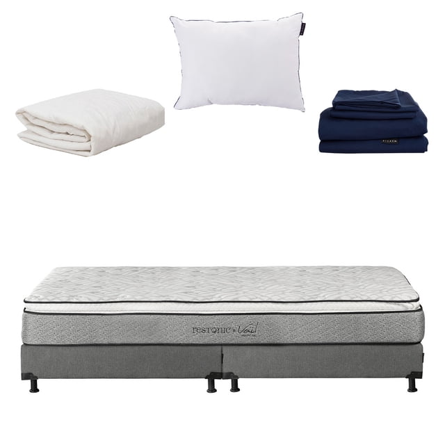 Colchón King Size Vail + Box + Almohada One + Protector Ultra + Sábanas Softy