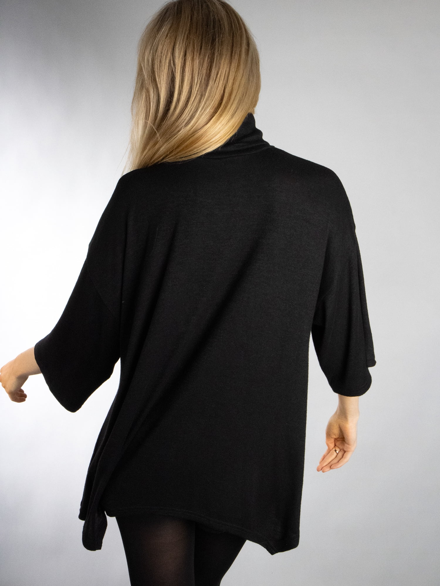 DARING DIVA Women's Stylish Turtleneck Drop Sleeve Sweater M Black