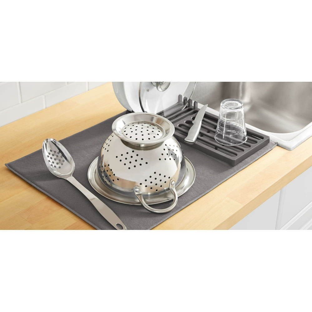 Mainstays Kitchen Dish Rack with Microfiber Drying Mat