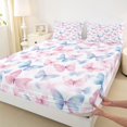 thumbnail image 3 of Homewish Flying Butterflies Twin Sheet Sets 3pcs for Teens Boys Girls,Pink Blue Twin Fitted Sheet Microfiber,Dreamy Princess Breathable Flat Sheet,Lightweight Room Decor, 3 of 7