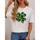 thumbnail image 2 of Women's Casual Crew Neck T-Shirt, 95% Polyester 5% Spandex Knit Fabric, All-Season Leopard Print & Four-Leaf Clover Graphic Tee Tee For Adult, Men, Women, Teen, Teenager, Adolescent, Youth, 2 of 6