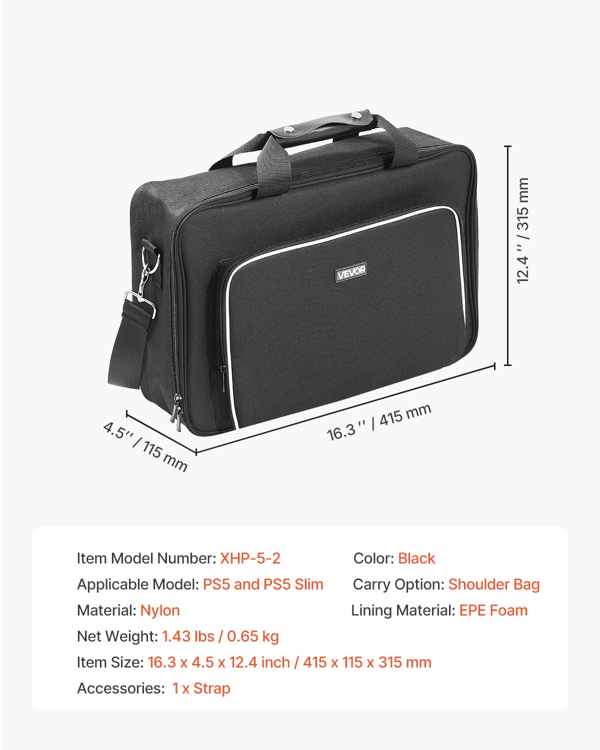 VEVOR PS5 Carrying Case, Travel Bag for Playstation 5 & PS5 Slim Waterproof Nylon, Soft Interior Lining & Padded Dividers for Extra Protection, Spacious Design with Carry Handle for Storage, Home thumbnail 14