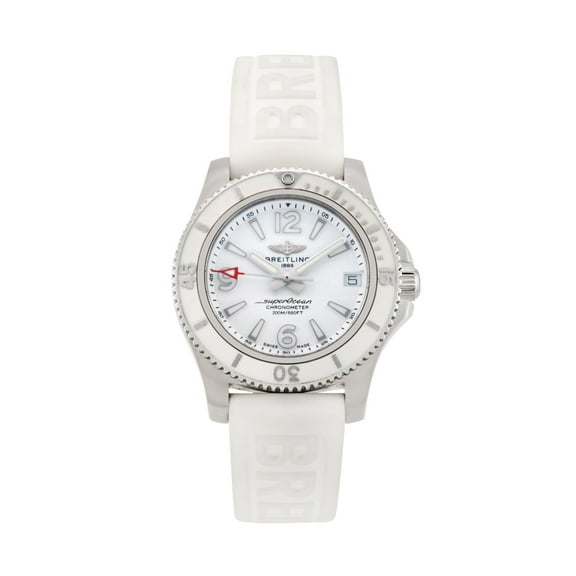 Pre-Owned Breitling Women's Superocean 36mm White Rubber Wristwatch