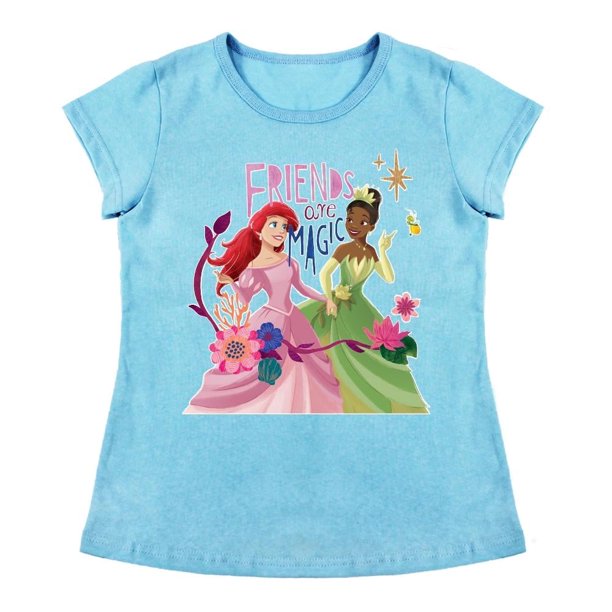Playera Para Niña Disney Princesas Cuello Redondo Manga Corta Talla 6 Azul Cielo