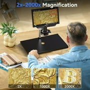 TOMLOV 10.1 HDMI Digital Microscope Coin Microscope Magnifier for Error Coins with HD IPS LCD Screen, 52MP Electronics Repair Soldering Microscope with Ring Light