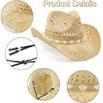 thumbnail image 3 of Cowboy Hat,Cowgirl Hat,Cowboy Hats for Women/Mens/Straw Wide with Shapeable Brim Cowboy Hat for Womens/White/Black., 3 of 6