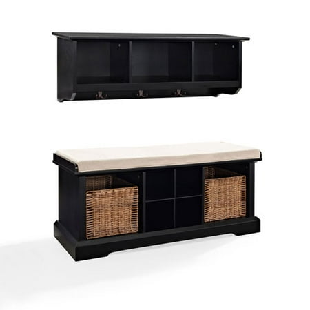 - Hayden Black Two Piece Entryway Bench and Shelf Set