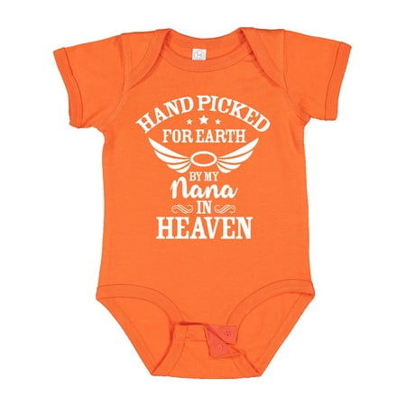 

Inktastic Handpicked for Earth by My Nana in Heaven with Angel Wings Gift Baby Boy or Baby Girl Bodysuit