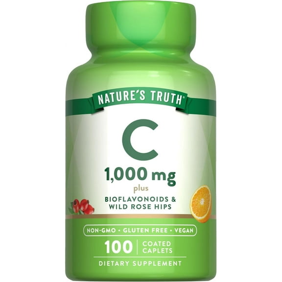 Vitamin C Bioflavonoids & Rose Hips | 1000mg  | 100 Caplets | by Nature's Truth