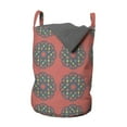 thumbnail image 1 of Geometric Laundry Bag, Floral Themed Illustration in Retro Design, Hamper Basket with Handles Drawstring Closure for Laundromats, 13" x 19", Salmon Dark Teal, by Ambesonne, 1 of 4
