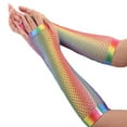 thumbnail image 2 of PMVFHDE Gants pour Femmes Femmes Fête Demi-Doigt Couleur Gants en Résille Carnaval Fête Longs, 2 of 6